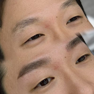 男性の眉 · ヘアストローク 施術写真
