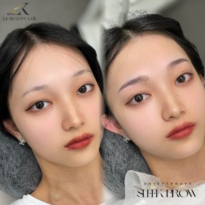 女性の眉 · ヘアストローク 施術写真